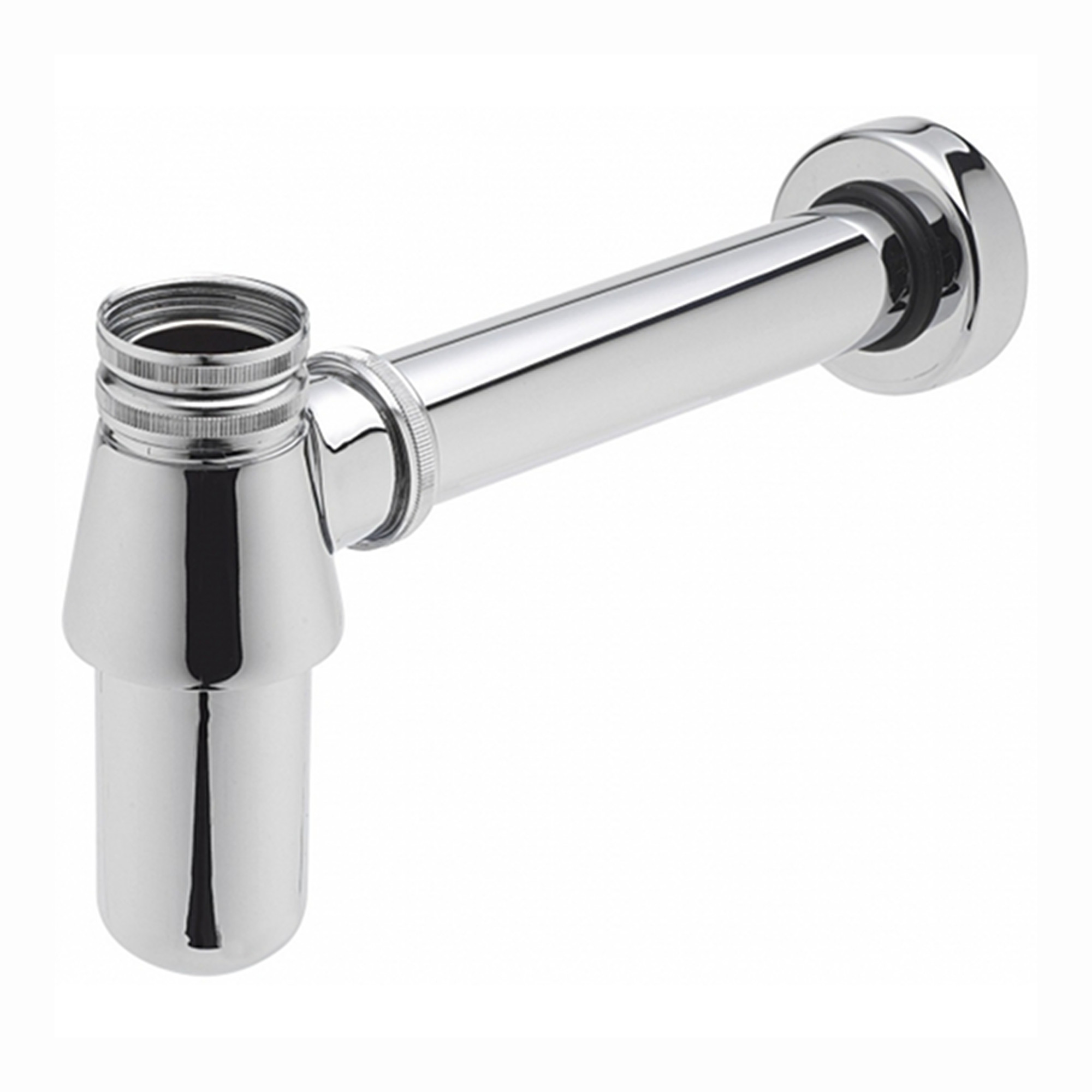 ENKI, W21, Chrome, Round Wash Basin Bottle Trap Waste, Modern Design, Solid Brass, Easy Clean & Easy to Install, Standard UK fitting image